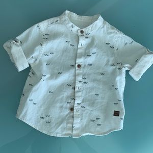 EUC Zara button down short sleeve top 3-6M
